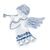 Christmas decoration - Angel with trumpet 8,8 x 9,4 cm perforated, Original Blue Onion Pattern