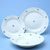Plate set for 6 pers. 25,24,19, Verona blue flowers + green, G. Benedikt 1882