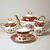 Tea set for 6 pers., The Three Graces + gold + pearl ruby red, Calsbad porcelain
