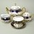 Tea set for 6 pers., The Three Graces + gold + COBALT, Queens Crown porcelain