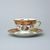 Cup 200 ml tea + sacuer, The Three Graces, gold + ruby red, Queens Crown