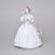 Dívka s kloboukem a růžemi 12 x 14 x 19 cm, Bílá + zlato + saxe, Porcelánové figurky Duchcov
