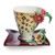Jewels of the jungle leopard design sculptured porcelain cup/saucer set, FRANZ Porcelain