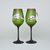 Studio Miracle: Sklenice na víno zeleno-hnědé 2ks, 250 ml, ruční dekorace Vlasta Voborníková