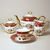 Tea set for 6 pers., The Three garces, ruby + gold, Carlsbad porcelain