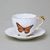 Liqueur cup 20 ml + saucer 7 cm, Butterfly, Lindner porcelain