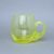 Smooth glass with handle (uranium glass), 500 ml, Glassworks Janov