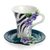 Jewels of the jungle zebra design sculptured porcelain cup/saucer, FRANZ Porcelain