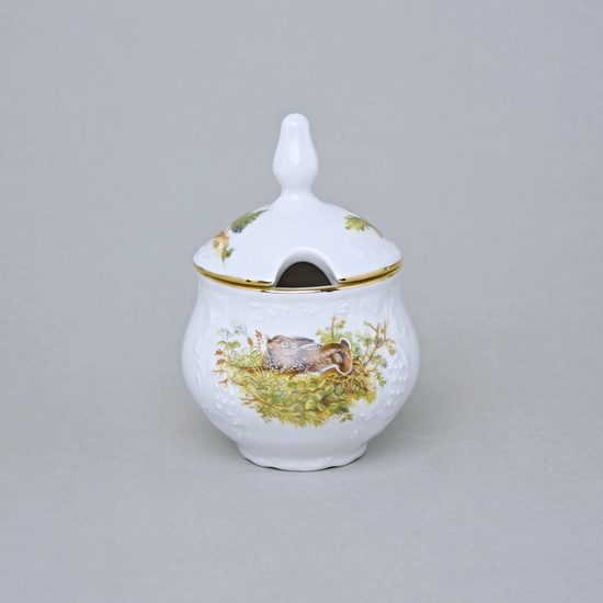 Mustard/Sugar bowl 150 ml, Thun 1794 Carlsbad porcelain, BERNADOTTE hunting