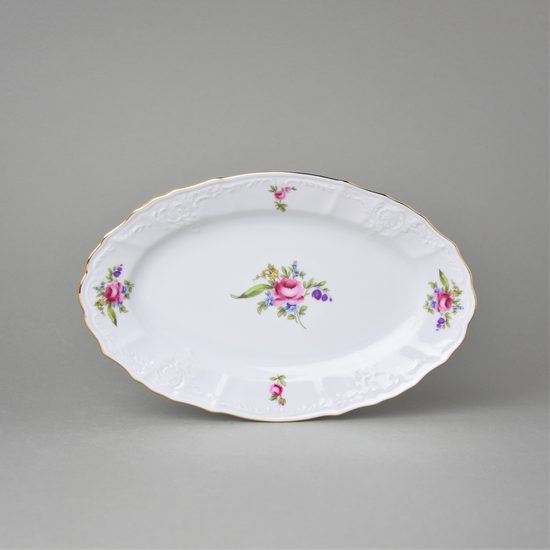 Ovál 26 cm (přílohová mísa plochá), Thun 1794, karlovarský porcelán, BERNADOTTE míšeňská růže