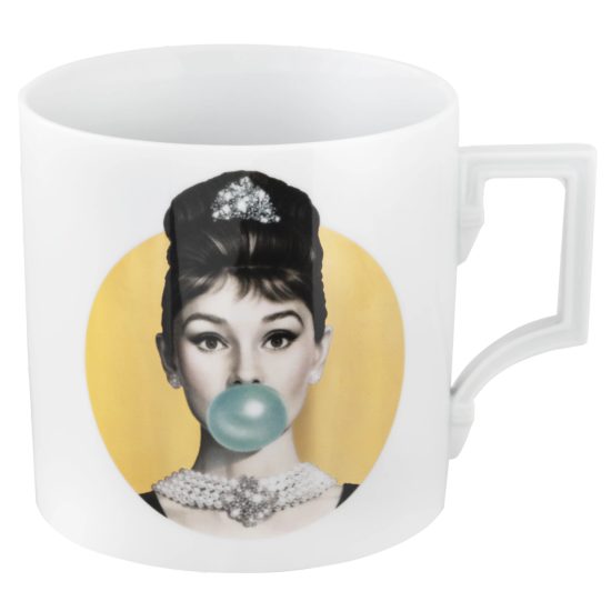 Hrnek Henkel 100 mm 500 ml, Audrey Hepburn se zlatou bublinou, Míšeňský porcelán