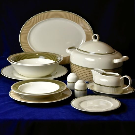 Dining set for pers., Thun 1794 Carlsbad porcelain, Cairo 30381 ivory