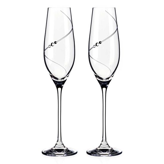 Silhouette - Set of 2 Champagne Flutes 210 ml, Swarovski Crystals - Ostatní  - Crystal and glass - by Manufacturers or popular decors - Dumporcelanu.cz  - český a evropský porcelán, sklo, příbory