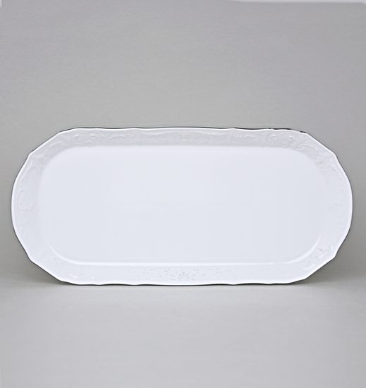 Tray flat 37 cm, Thun 1794 Carlsbad porcelain, BERNADOTTE frost, Platinum line