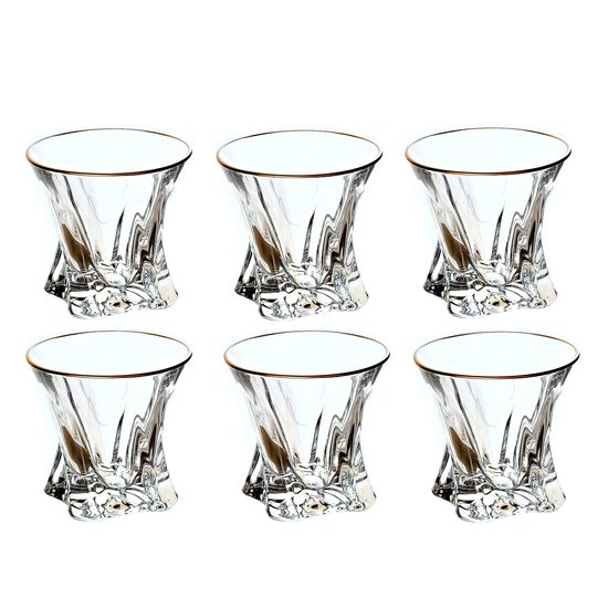 Křišťálový set odlivek whisky Cooper 6 ks, 320 ml, zlatá linka, Aurum Crystal