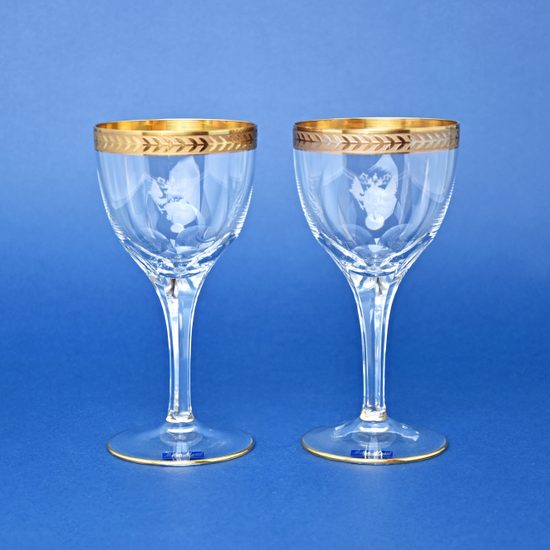 Wine Glasses 200 ml, set 2 pcs., Golden Stripe, 15,7 cm, Milan Mottl