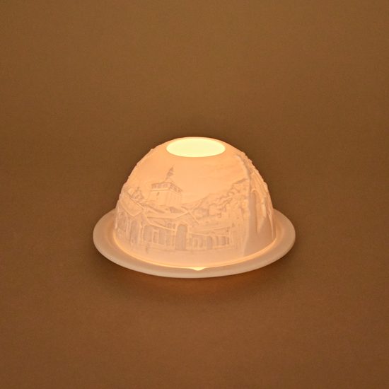 Průsvitka porcelánová Karlovy Vary 9 x 6,5 cm, biskvit, Atelier Lesov