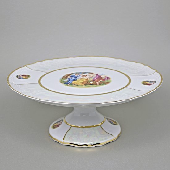 The Three Graces: Cake plate on stand 32 cm, Thun 1794 Carlsbad porcelain, BERNADOTTE