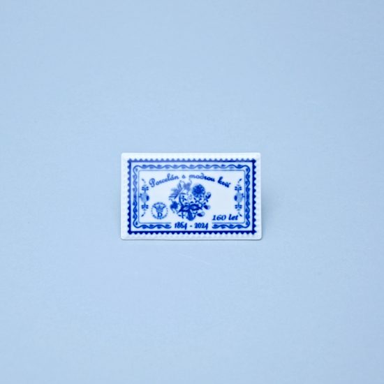 Postage Stamp porcelain 8 x 5 cm, Annual edition - 160 years, Original Blue Onion Pattern