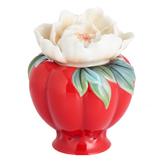 Venice peony design sculptured porcelain sugar jar 10,5 cm, Porcelain FRANZ