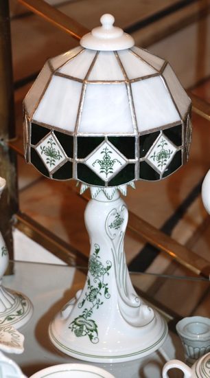 Lampička stolní 34 cm, zelený cibulák, Český porcelán a.s.