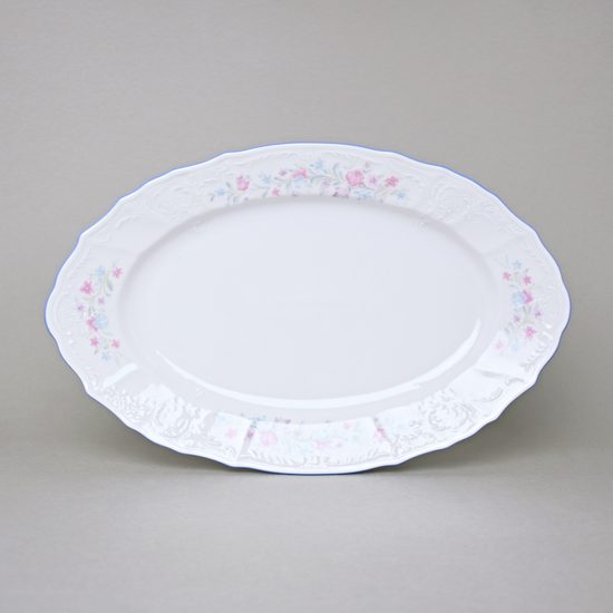 Dish oval 34 cm, Thun 1794 Carlsbad porcelain, BERNADOTTE blue-pink flowers