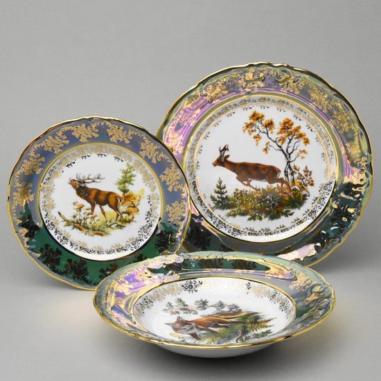 Talířová sada pro 6 osob, myslivecká - zelená, Carlsbad