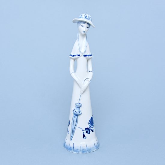 Lady with umbrella 30cm, Original Blue Onion Pattern