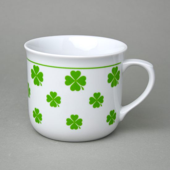 Hrnek Vařák 650 ml, zelený čtyřlístek, Český porcelán a.s.