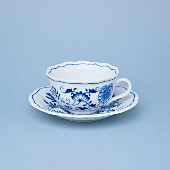 Cup and saucer mirror C/1 + ZC1, 200 ml / 15,5 cm for tea, Original Blue Onion Pattern, QII