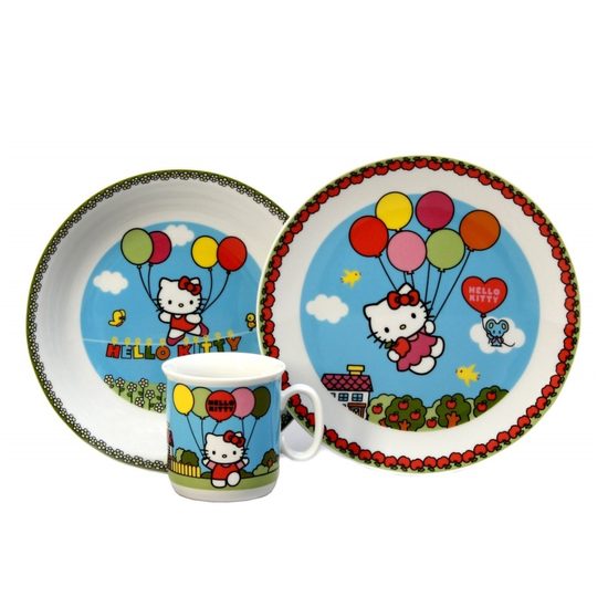 Dětská porcelánová sada Hello Kitty, modrá, Thun 1794 karlovarský porcelán