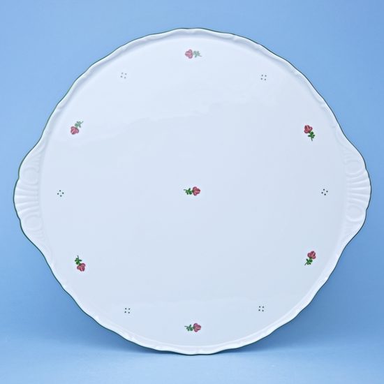Talíř dortový s uchy 31 cm, Verona červené kvítí + zelená, G. Benedikt 1882