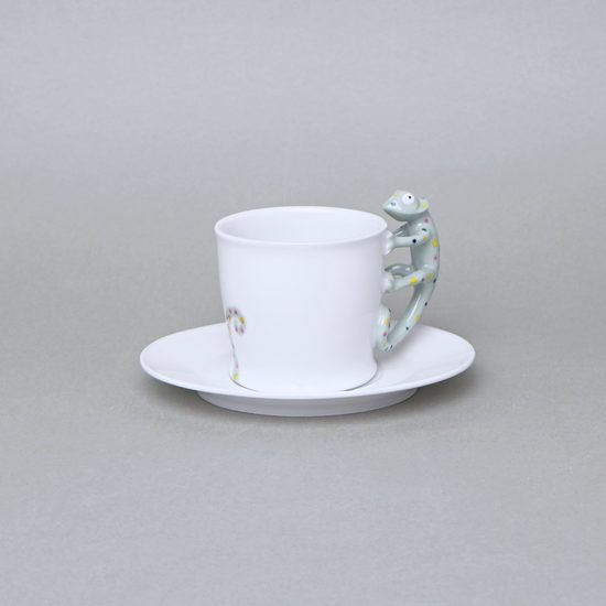 Espresso šálek a podšálek, ZOO chameleon, 80 ml, Limitovaná edice, porcelán Goldfinger