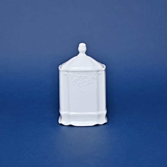 Spice box 150 ml, 12,4 cm, Thun 1794 Carlsbad porcelain, BERNADOTTE white