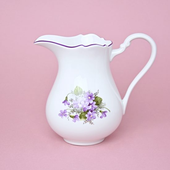 Mlékovka (džbánek) vysoká 850 ml, fialky, Český porcelán a.s.