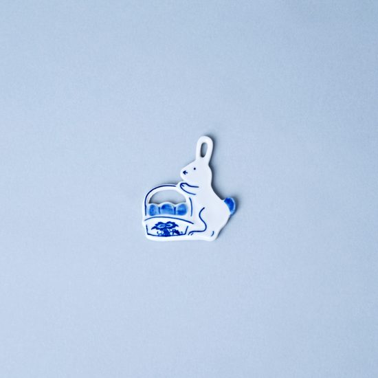 Easter decoration - Hen with basket - 5,6 x 4,9 cm, Original Blue Onion Pattern
