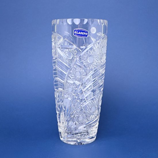 Crystal Hand Cut Vase (conical), Comet, 255 mm, Crystal BOHEMIA