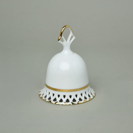 Zvonek 10 cm bílý, Byzant 404b, Růžový porcelán z Chodova