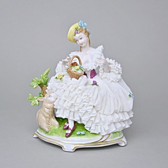 Flowergirl 14 x 8 x 17 cm, Kurt Steiner, Porcelain Figures Unterweissbacher