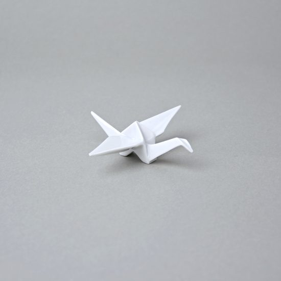 Origami - Jeřáb "z papíru" - porcelánová figurka pro štěstí 8 x 7,5 x 2,5 cm, bílý porcelán, Český porcelán a.s.