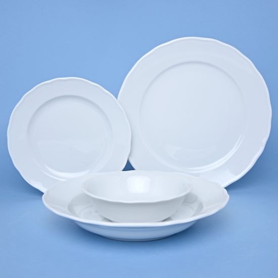 Plate set with bowls for 6 persons, White, Cesky porcelan a.s.