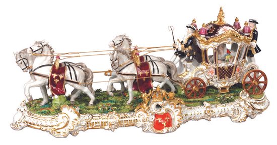 Coach of Louis XIV., 83 x 28 x 32 cm, Kurt Steiner, Porcelain Figures Unterweissbacher