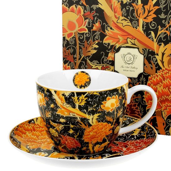 Cup Jumbo 470 ml + saucer 17 cm, William Morris, Cray floral, porcelain Duo Gifts