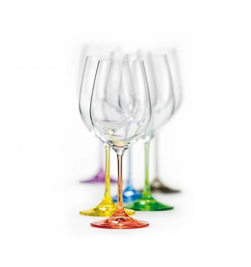 Viola 350 ml Rainbow - colour set, Wine glass, 6 pcs., Crystalex