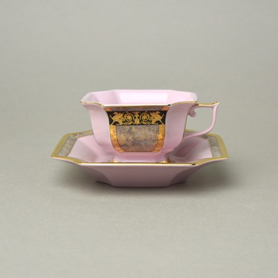 Cup tea 120 ml + saucer 14 cm, Empir decor 568, Rose China Chodov