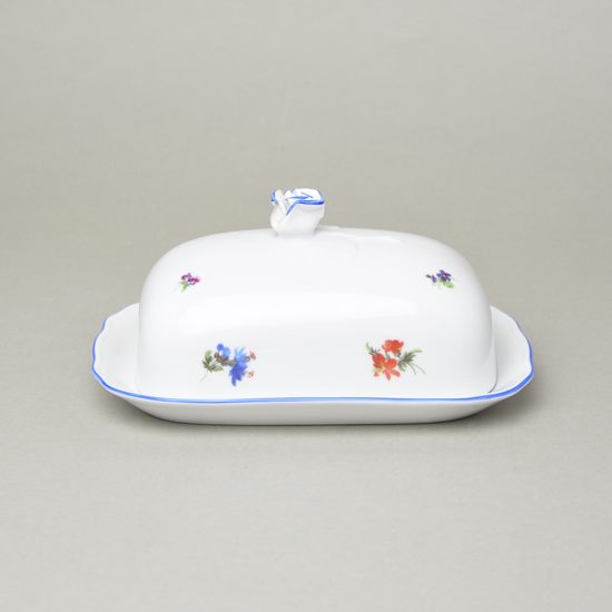 Máslenka hranatá velká - komplet dvoudílná 0,250 kg, házenka s modrou linkou, Český porcelán a.s.