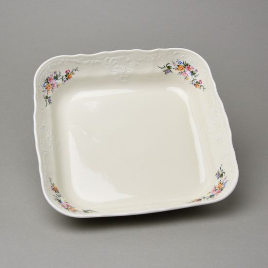 Mísa 4-hranná 25 cm J, Thun 1794, karlovarský porcelán, BERNADOTTE ivory + kytičky