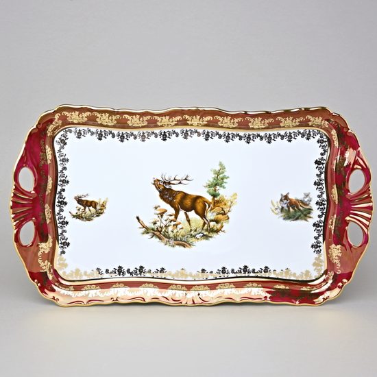 Podnos Aida 45 x 25 cm s uchy, myslivecký - rubín, Queen's Crown