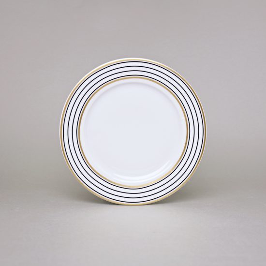 Talíř dezertní 19 cm, ELLA černo-zlatá, Thun 1794 karlovarský porcelán