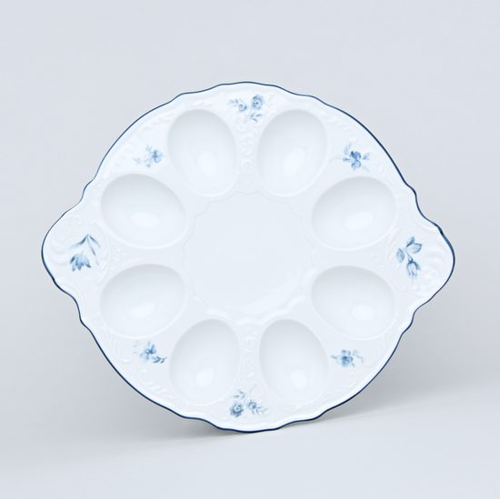 Egg tray with handles 25 cm, Thun 1794 Carlsbad porcelain, BERNADOTTE blue flower